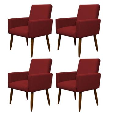 Imagem de Kit 4 Poltronas Decorativa Sala E Quarto Nina Suede Herrero Cor:vermelho