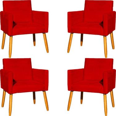 Imagem de Kit 4 Poltronas Para Recepção Nina Suede Cores Pé Palito 30cm Castanho - Suede