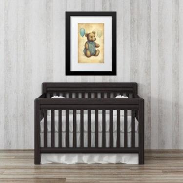 Imagem de Quadro Infantil Urso Retrô Balões - 60X48Cm