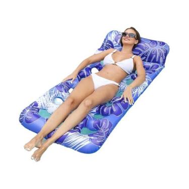 Imagem de Bote Inflável Adulto Com Estampa De Folhas Para Piscina, Acessório Aqu