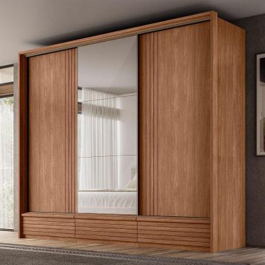 Imagem de Guarda Roupa Democrata 3 portas correr Flex com Espelhos Santos Andira