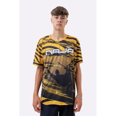 Imagem de Camiseta Masculina HUPI Bike Naja V10 Amarelo e Preto, Amarelo, Preto,