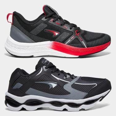 Imagem de Kit Tênis Tryon Blumen e Impacto Masculino, Preto, Vermelho, 41