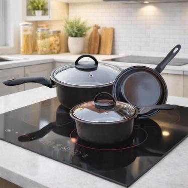 Imagem de Jogo de Panelas cerâmica 5peçasF fogão indução cooktop - Lê Black