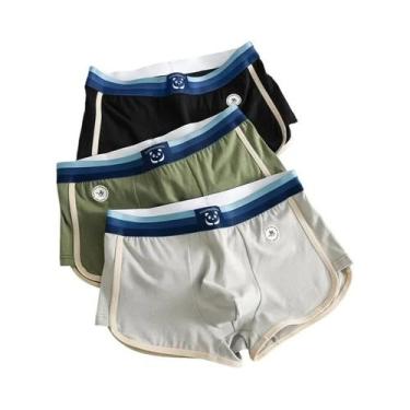 Imagem de Cuecas Boxer Masculinas De Algodão Respirável Em Cores Sólidas, Conjun