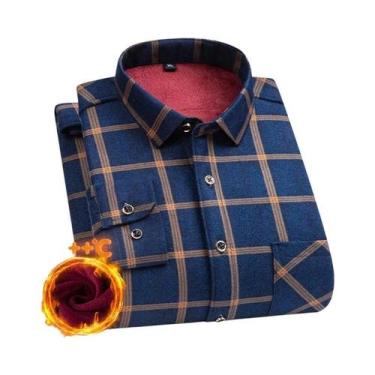 Imagem de Camisa Masculina plus Size De Manga Longa Grossa E Quente 7XL 8XL, Fle