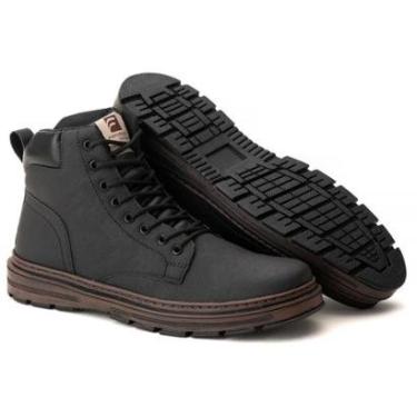 Imagem de Bota Coturno Masculino Preto e Marrom Sintético com Ziper-Masculino