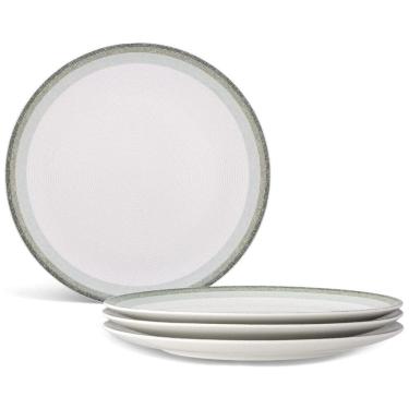 Imagem de Conjunto de Pratos para Jantar com 4 Peças, Formato Redondo e Material de Porcelana, Noritake G037-406D, Verde e Branco