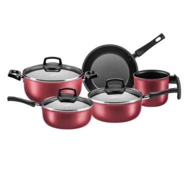 Imagem de Jogo Conjunto de Panelas Antiaderentes 5 Peças Cor Cereja MTA - Safira