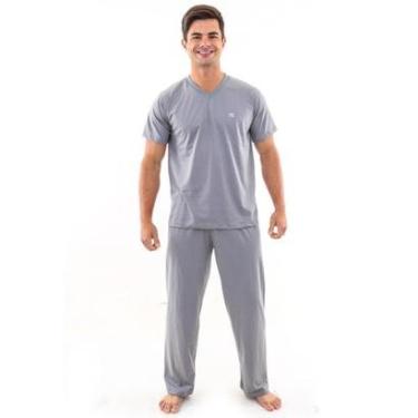 Imagem de Pijama Algodão Frio Comprido Outono Inverno Masculino Adulto Mechler-Masculino