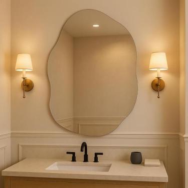 Imagem de Espelho Vildrex Roma 70x50cm Design Moderno Para Banheiro Lavabo Quart