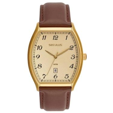 Imagem de Relógio Seculus Masculino Ref: 23746gpsvdc2 Retangular Dourado