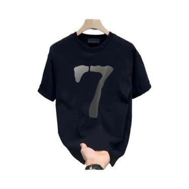 Imagem de Camiseta Casual Masculina De Manga Curta Com Gola Redonda E Estampa, V