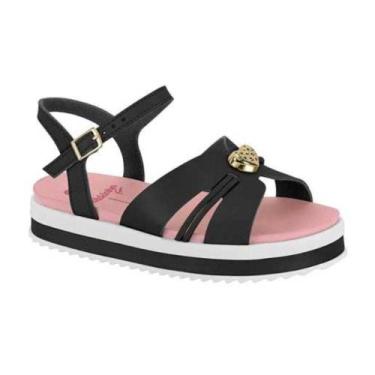 Imagem de Sandália Infantil Menina Molekinha Flat Preto 32, Preto, 32
