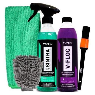 Imagem de Kit Lavagem Automotiva Vonixx Vfloc + Sintra + Pincel + Luva
