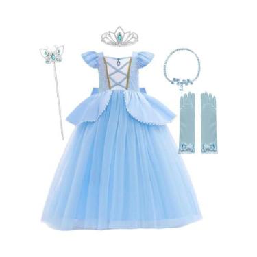 Imagem de Vestido De Princesa Azul Roxo Para Meninas, Fantasia De Cinderela Com 