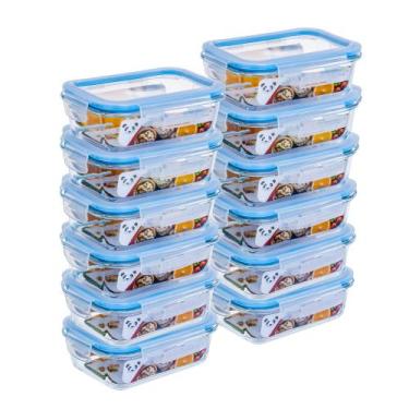 Imagem de Kit 12 potes Hermeticos 640ml Azul GATO PANDA IMPORT