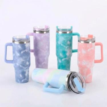 Imagem de Copo Térmico Estilo Quencher Marmorizado 1200ml Cor:Branco - GXM