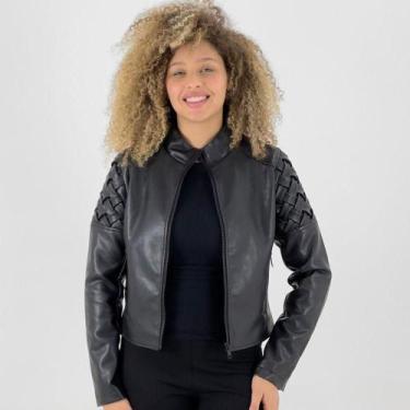 Imagem de Jaqueta Alpelo em P.u Curta Feminina, 44, Diamante negro