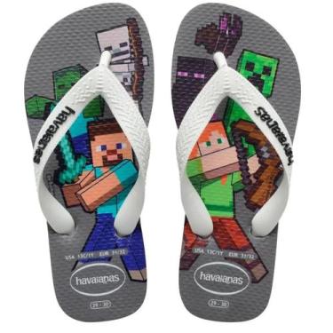 Imagem de Chinelo Havaianas Kids Minecraft Meninos Original Novo 1077, Cinza, 27