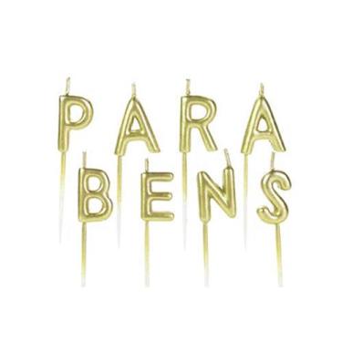 Imagem de Vela de Aniversário Parabéns Metalizada Dourada - Silver Festas