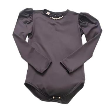 Imagem de Body Manga Longa Perolas Infantil Menina Básico Princesa - Yoyo, Preto