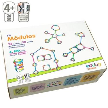 Imagem de Brinquedo Educativo Edulig Criativo Módulos - 26 módulos e 50 varetas 