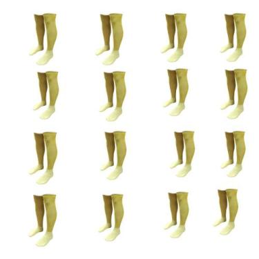 Imagem de Meião De Futebol Delfia Adulto Kit com 16 Pares, Amarelo gema, Único
