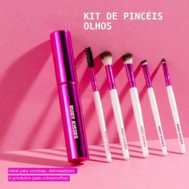 Imagem de Kit De Pinceis Para Maquiagem Olhos e Rosto RUBY KISSES Escolha o Seu 