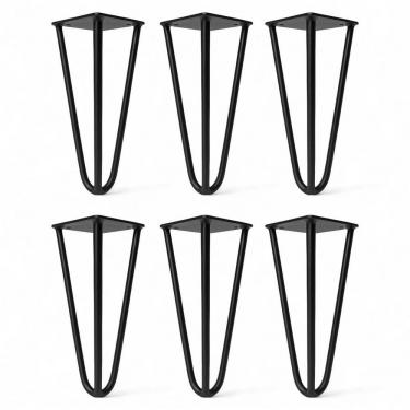 Imagem de Kit 06 Pés Hairpin Legs Aramado de Aço Triplo Abmaza para Móveis e Estofados 15cm