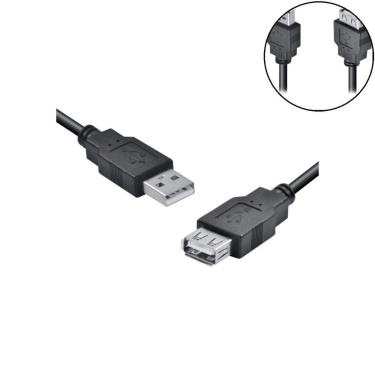 Imagem de Cabo USB Extensor a Macho X a Fêmea 2.0 1.8m 480 Mbps Compatível USB 1.0 e 1.1 Preto Vinik