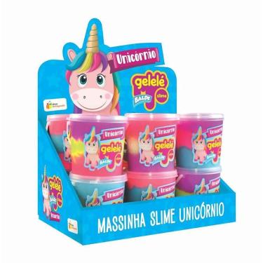 Imagem de Slime Gelelé Balde Unicórnio 457g com 3 Cores Perolizadas Atóxico e Biodegradável Doce Brinquedo