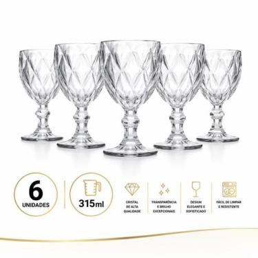 Imagem de Jogo Taças Transparentes 315 ml 6 Unidades Cristal Suco Agua Vidro Tra