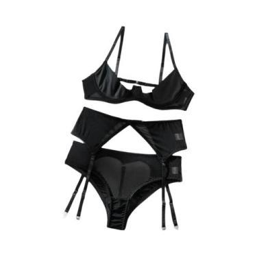 Imagem de Conjunto De Lingerie Sensual Feminina Com Sutiã Aberto E Calcinha, Kit