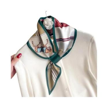 Imagem de Lenço De Seda Feminino Com Estampa Listrada Estilo Coreano Para Primav
