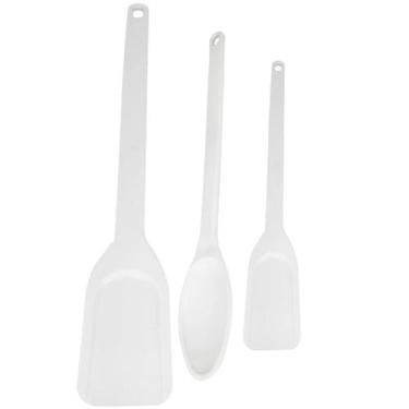 Imagem de 3 Utensílios de Cozinha Industrial Espátula 49,5cm e 74cm Colher Branc