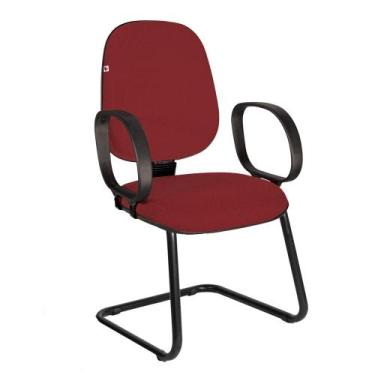 Imagem de Cadeira Ágata Gerente Pé Contínuo Braço Corsa Tecido Cor:Vermelho - Id