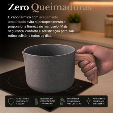 Imagem de Leiteira Nanocerâmica 1,5 Litros Granito em Alumínio com Cabo em Baque