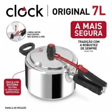 Imagem de Panela de Pressão Clock 7L Original Fechamento Interno A Mais Segura P