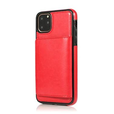 Imagem de Carteira de couro para iPhone 5 5S 6 6S 7 8 Plus 11 Pro Max 12 Mini 12 Pro Max SE 2020 X XR XS Max com capa de bolso para cartão, vermelho, para iPhone 12 Pro