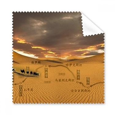 Imagem de Mapa Desert Along The Way To The Silk Road pano de limpeza de tela de telefone limpador de óculos 5 peças