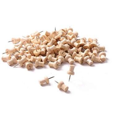 Imagem de Pinos de madeira Tupalizy para madeira Tacks de madeira para placas de cortiça e projetos de artesanato de home office, cor natural, 100 peças