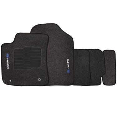 Imagem de Jogo de Tapete Automotivo Carpete Hyundai Hb20 2012 à 2019 Soft Logo Bordado 5 Peças