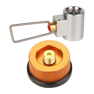 Imagem de Esquirla Conversor de Adaptador de Gás, Adaptador de de Forno de Queimador Canister Fogão Adaptador de Conversão de Queimador para Pesca Acampame, Linhas Finas Amarelas