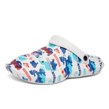 Imagem de SHABADUER Tamancos de verão masculinos e femininos, sapatos de água casuais confortáveis, atacadistas, sapatos de praia, Branco, vermelho, 5 Women/0 Men