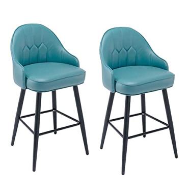 Imagem de Bancos De Bar De Altura Da Cozinha Janeta De 2 Com Costas, Cadeiras De Bar De Jantar Em Casa, Pu Coloque Em Couro Black Chrome Seat Estofado, Para Pubs, Balcão, Ilha Da Cozinha, Sala De Jantar