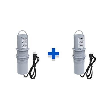 Imagem de Kit 2 Torres De Tomada Totem Slim Manual Com Alça 3 Tom 20A COR:CINZA