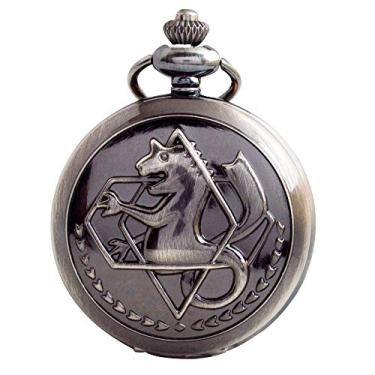 Imagem de BOSHIYA Relógio de bolso Fullmetal Alchemist com caixa de corrente para acessórios de cosplay, produtos de anime, Alchemist-preto, L, Anime