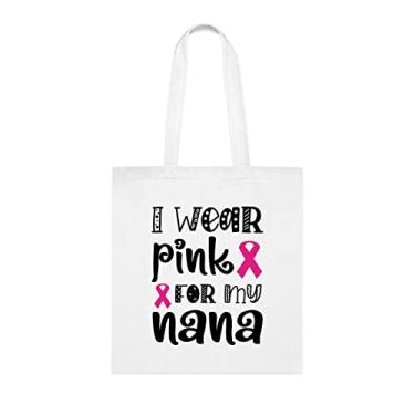Imagem de Sacola I Wear Pink For My Nana, presente divertido, bolsa de ombro, bolsas reutilizáveis, cesta de Natal de aniversário, ideia de presente, Branco