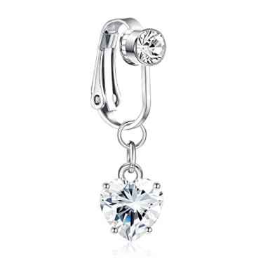 Imagem de FIASASO Piercing de umbigo com clipe - piercing falso no umbigo, sem piercing, Aço inoxidável, Zircônia cúbica